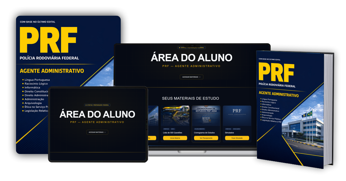 Mockup da Apostila Preparatório PRF Agente Administrativo