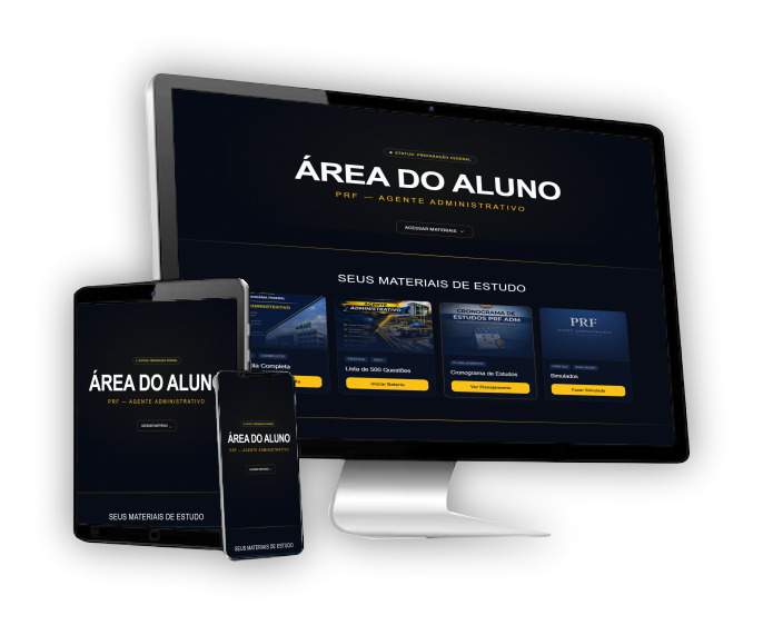 Plataforma de estudos PRF no computador e no celular